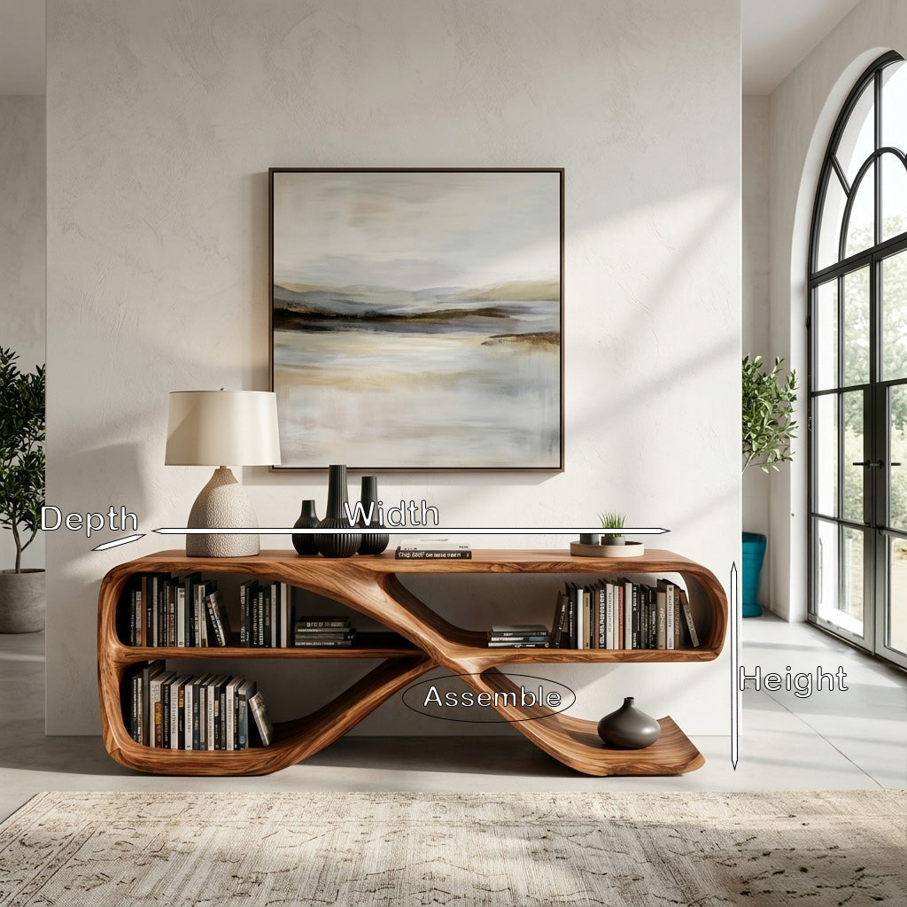 Modern Organic Wooden Console Table For Living Decor