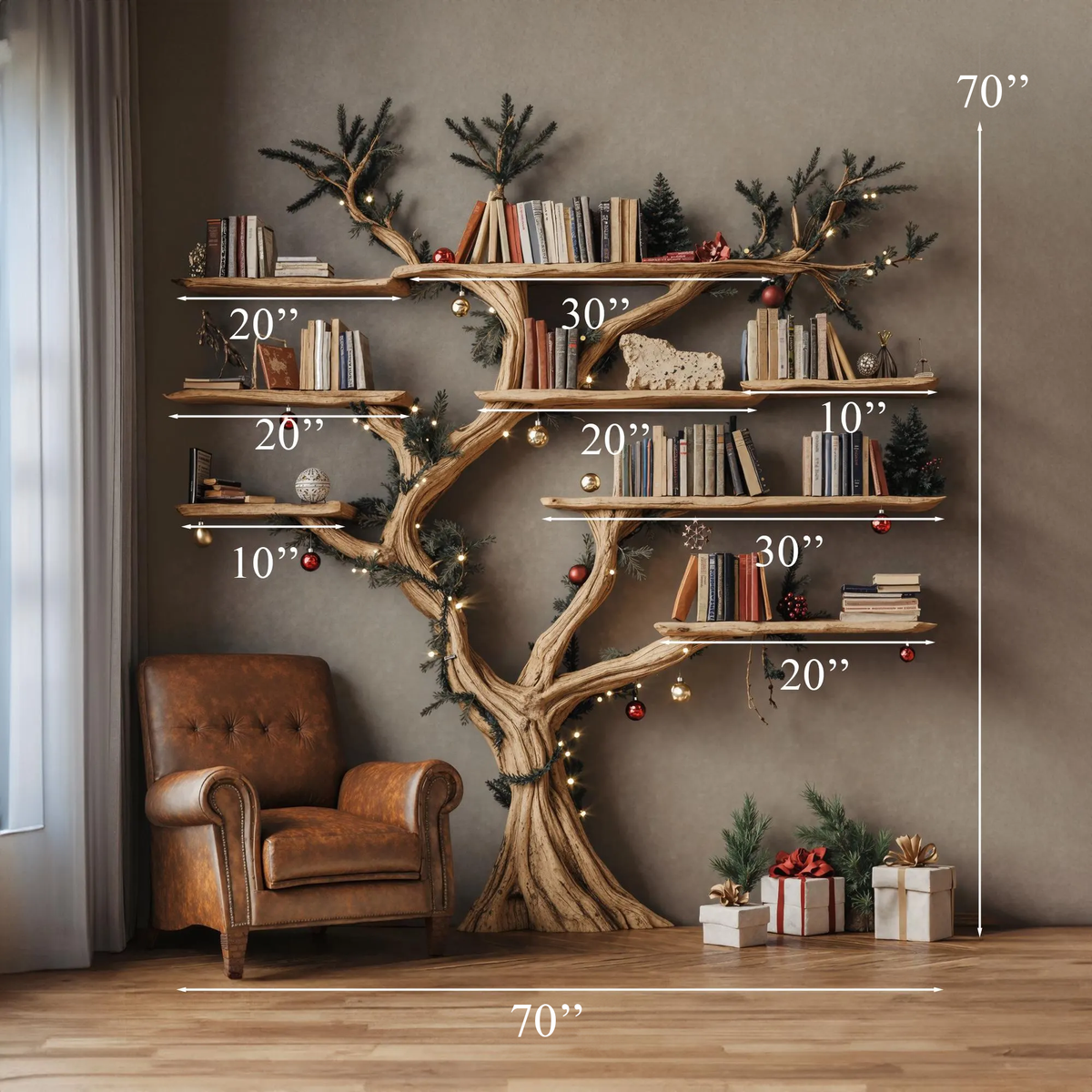 Tree Floating Bookshelf Driftwood Shelf