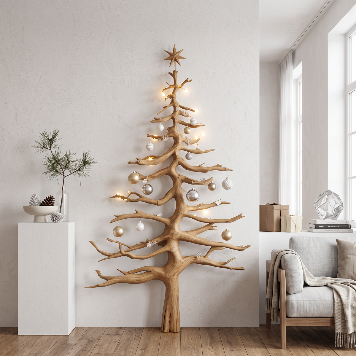 Rustic Christmas Tree Wall Decor Living Room