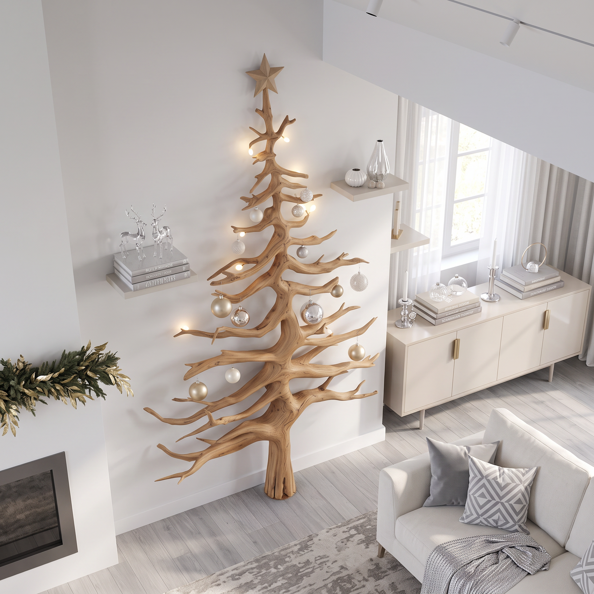 Rustic Christmas Tree Wall Decor Living Room