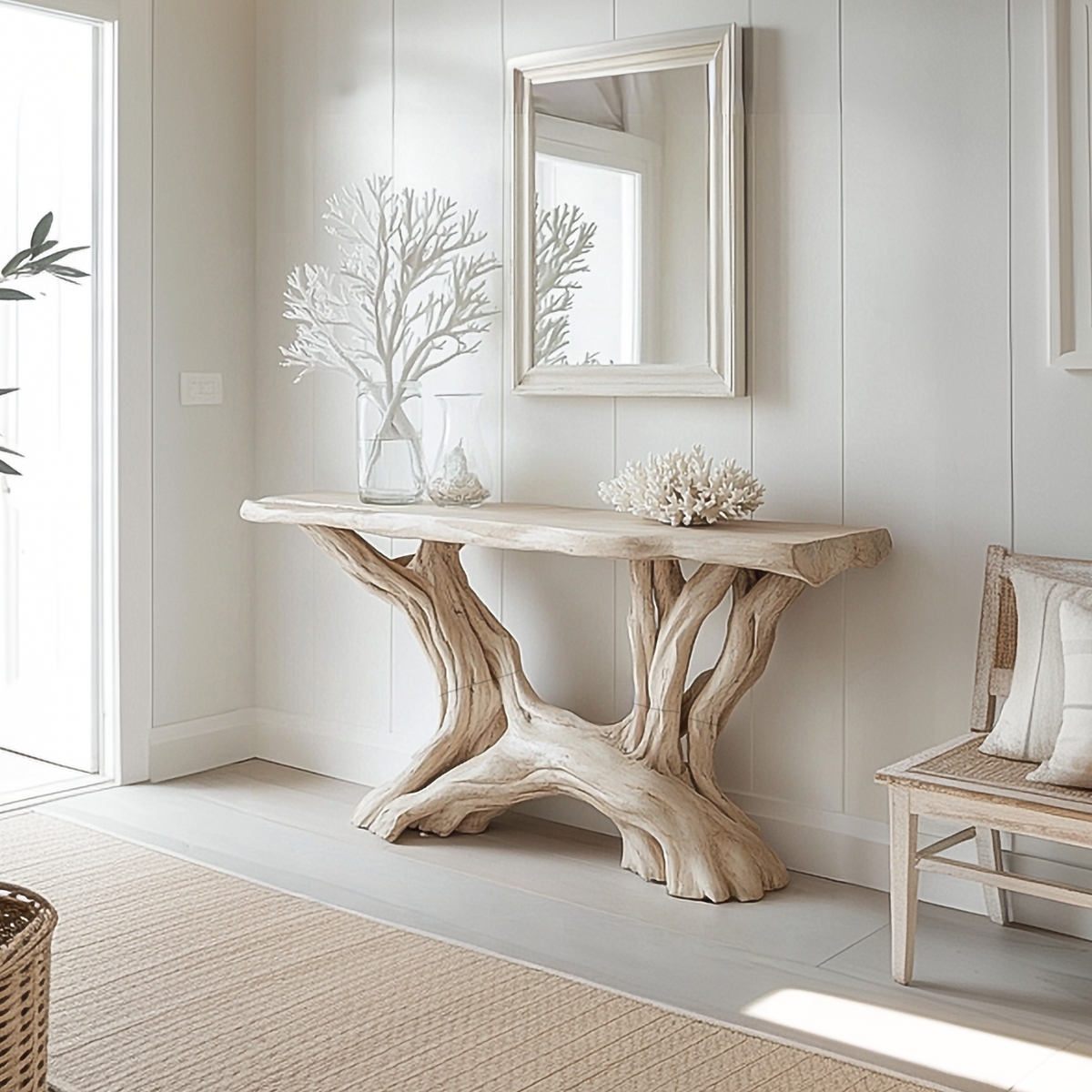 Coastal Rustic Organic Console Table Living Room And Entryway