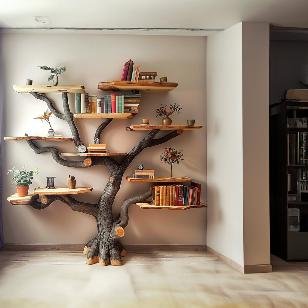 Tree Books Shelf Decor Floating Bookshelf Wall Mount