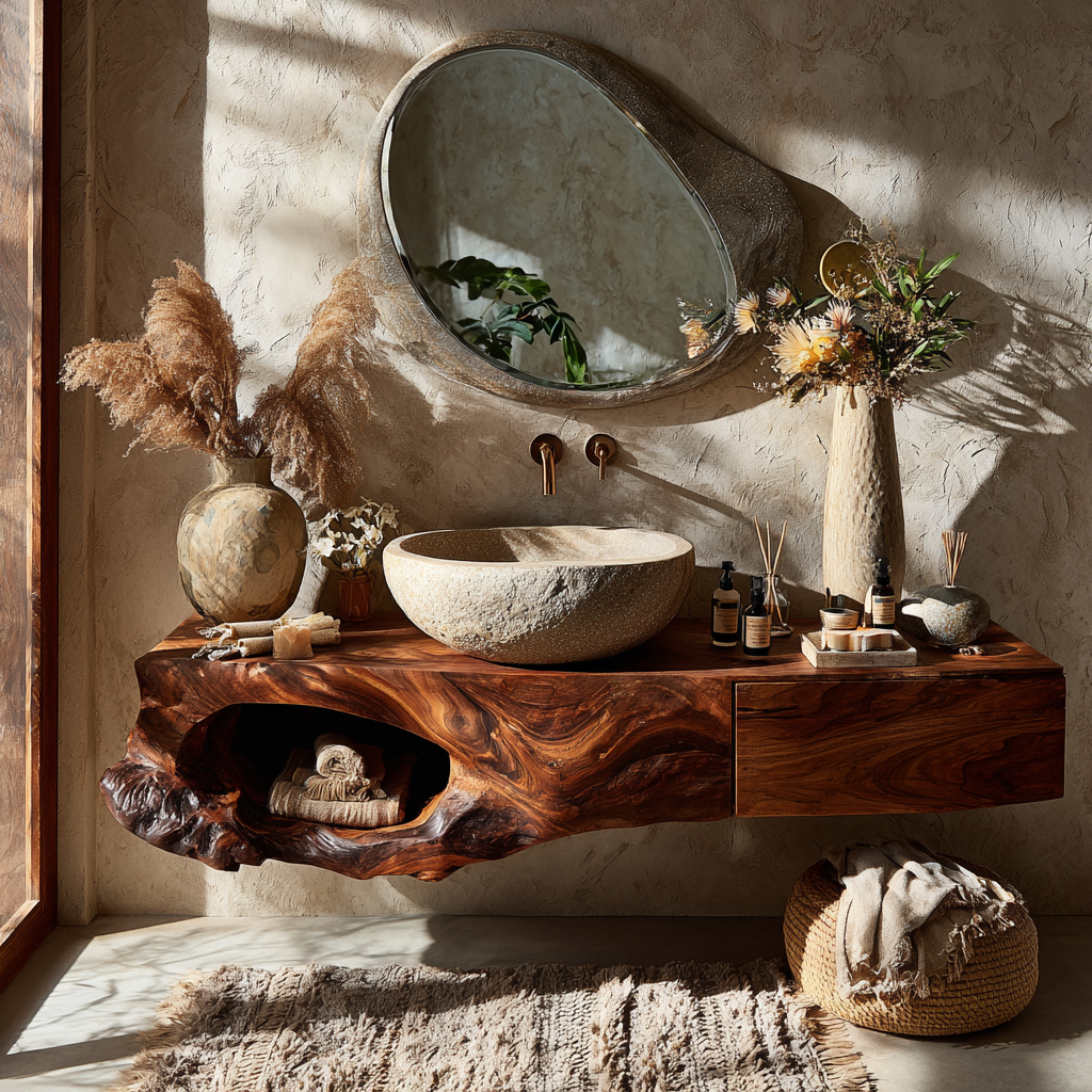 Zorren Live Edge Solid Wood Floating Bathroom Vanity With Drawers