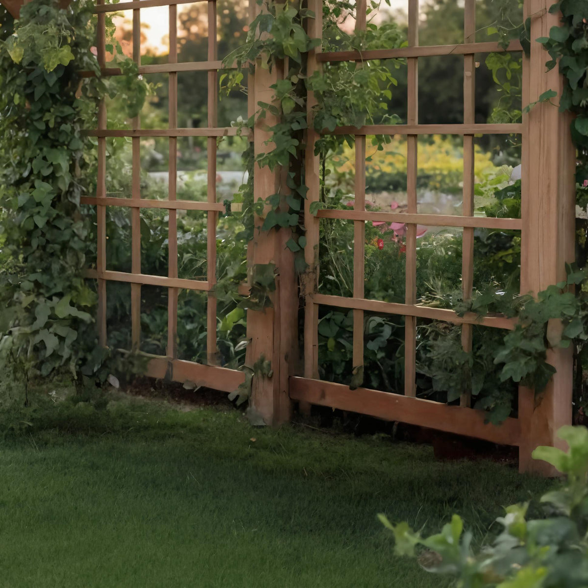 Rustic Handcrafted Outdoor Garden Seating And Trellis For Patio Or Yard