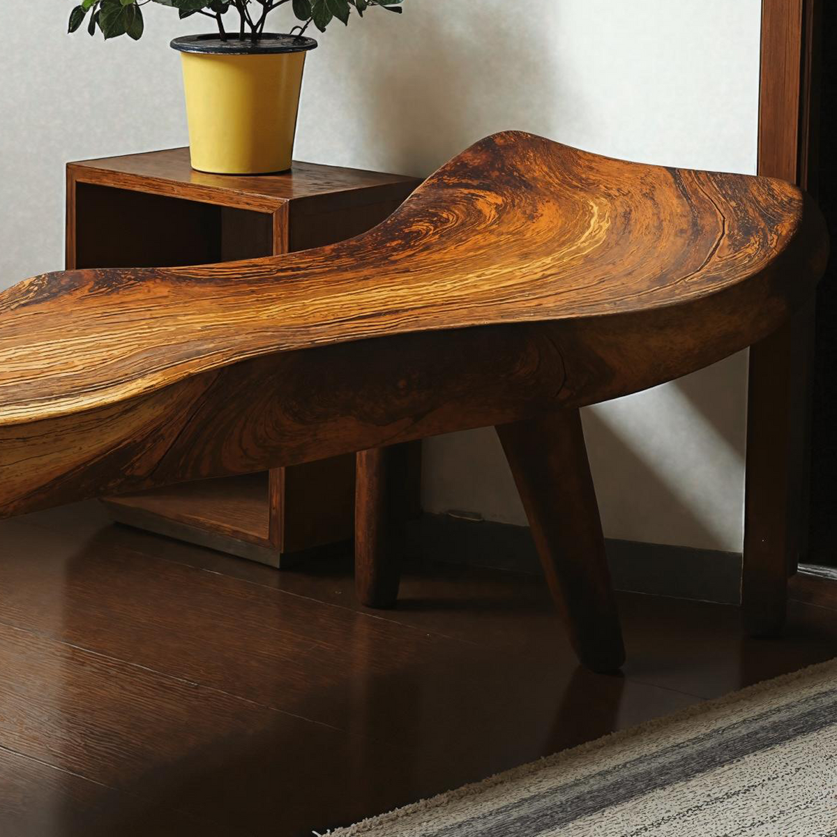 Rustic Wooden Bench With Simple Design For Home Comfort