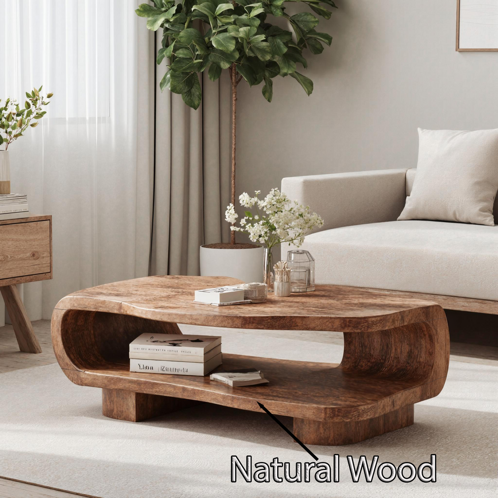 Farmhouse Wooden Coffee Table For Entryway Accent