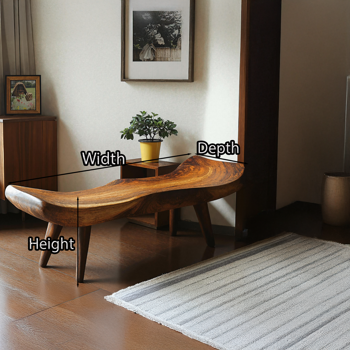 Rustic Wooden Bench With Simple Design For Home Comfort